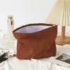Bolsa de lona de pana de gran capacidad para mujer, estilo coreano, para guardar loción, cepillo, neceser portátil, bolsa de lona para cosméticos