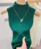 20226 Top de Punto sin Mangas para Primavera/Verano Ajustado con Cuello Halter Chaleco Capa Base para Mujer