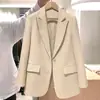 Blazer de mujer Primavera/Otoño 2026, diseño de alta gama, estilo coreano, casual, versátil, corte holgado, blazer blanco roto