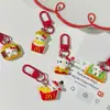 Lindo Llavero de Gato Hamburguesa Papas Fritas Juguete de Comida Gato Kt Colgante Rojo Versátil para Mochila Estilo Femenino