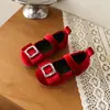 Nuevos Zapatos de Cuero con Pedrería Retro para Niños Primavera/Verano Zapatos de Princesa para Niñas Zapatos Individuales de Gamuza con Suela Suave Zapatos de Actuación