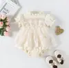 Ropa Infantil Estilo Coreano Primavera y Otoño Mono de Encaje Manga Larga Nuevo Cuello Redondo Vestido Romper Elegante Versátil Ropa para Exteriores