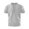 Camiseta de punto de manga corta para hombre, modelo 2026, estilo old money, camiseta de punto de lino de manga corta para hombre, corte holgado, cuello henley, top casual