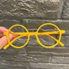 Gafas de Montura Infantil 2-8 Años Sin Lentes Montura Redonda Negra Retro Literarias Blancas Montura Fina Forma Gafas-