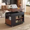 Mesa de centro para sala de estar, adecuada para apartamentos pequeños, mueble lateral para sofá móvil con ruedas universales, mesa lateral para sofá multifuncional y de altura ajustable