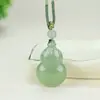 Colgante de Calabaza Circular Gato Durazno de Aventurina Natural, Cadena para Clavícula de Jade Mariposa Trébol de Cuatro Hojas Color Agua Clara