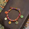 Pulsera del Dios de la Riqueza de Cinco Vías del Tíbet, Pulsera de Cuerda Colorida del Festival del Bote del Dragón, Pulsera de Cuerda Roja Hilo Colorido Tejida a Mano para Parejas