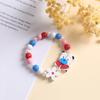Pulseira criativa de madeira com miçangas feitas à mão, cor doce, forma de desenho animado, colorida, conjunto de colar e pulseira infantil, joia