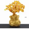 Árbol de la fortuna de citrino natural, un amuleto de la suerte para atraer la riqueza, adecuado para escritorios de oficina, decoración del hogar y como un pequeño adorno místico; venta al por mayor del fabricante