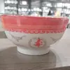 Tigela Cerâmica Hakka Rima Tigela Longevidade Tigela de Pé Alto Cor Sob Esmalte Banquete de Longevidade da Pessoa Idosa Meio Vermelho Vermelho Completo Brinde de Retorno Agradecimento Presente de Aniversário