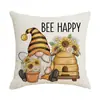 Funda de almohada de girasol de verano transfronteriza con diseños de abejas y florales, funda de cojín para sofá de estilo americano, funda de almohada para cabecero de dormitorio