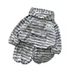 Kids2026 Nuevo Conjunto para Niños Rayas Bolsillo Grande Conjunto de Dos Piezas Ropa de Primavera para Niños Ropa Elegante para Niños