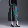 Calças Casuais Retas de Cintura Alta Personalizadas para Mulheres, Outono Jacquard Soltas Emagrecedoras Cropped de Perna Larga, Roupa para Mãe, Para o Trabalho