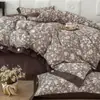 Estilo Francés Clase A Algodón Completo Estilo Retro Lino Simple Botón Juego de Cuatro Piezas Alto Gramaje Espesado Algodón Puro Sábana Floral Funda Nórdica