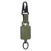 Llavero con mosquetón para exteriores y clip trasero, llavero de cuerda retráctil de alambre de acero color verde militar con hebilla de fácil extracción para señuelo de pesca