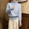 Suéter de malha macia com gola alta para mulheres, emagrecedor, novo estilo simples outono-inverno, blusa interna com gola alta sobreposta