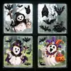 Pegatinas de Ventana de Halloween Transfronterizas Payaso Lindo Parca Fantasma Murciélago Pegatinas de Adhesión Estática para Ventana de Tienda de Centro Comercial Decoraciones Festivas