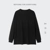 240g japonês puro algodão sólido cor sólida camiseta masculina e feminina tamanho grande preto puro masculino manga comprida camisa inferior