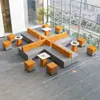 Canto Sofá Criativo Recepção de Escritório Área de Lounge Cabine Sofá de Negociação Mesa de Centro Simples Moderna