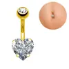Europa y Estados Unidos más vendidos anillo para ombligo color oro rosa corazón con circonita de forma acero inoxidable Doble Diamante Cuatro Garras clavo para ombligo punto brillante para perforación