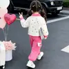Conjunto de otoño para niña: un conjunto elegante y adorable con temática de muñeca rosa, nueva colección 2026, perfecto para primavera y otoño, un conjunto de dos piezas para niñas