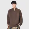 Suéter de punto con cuello alto y media cremallera para hombre, estilo retro americano, holgado, Otoño 2025, Invierno, Nuevo tejido, Tendencia de pareja