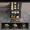 Estante compacto para especias de gabinete de cocina, estante de almacenamiento de doble capa de aluminio completo tipo cajón ultradelgado, escurreplatos