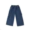 Pantalones de Primavera y Otoño para Niñas 2026 Nuevo Estilo Jeans Anchos Sueltos para Niños Ropa de Otoño para Niños Grandes Pantalones Curvos
