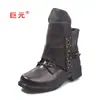 2026 Juyuan Novo em Estoque Outono/Inverno Novo Estilo Tamanho Grande Vintage Bico Quadrado Botas Femininas de Couro para Wish, Amazon e Sites Independentes