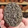 Agarwood Indonesio Finamente Tallado Nueve Dragones Jugando con Perlas Adorno Sólido Sala de Estar Placa Decorativa Talla en Madera Artesanía Mango