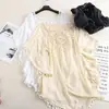 Nuevo bikini sexy transfronterizo de hombros descubiertos con huecos, holgado, talla grande, con borlas, estilo ins, top de blusa para playa al aire libre