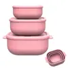Caixa de Almoço de Silicone Caixa de Almoço Aquecível no Micro-ondas para Trabalhadores de Escritório Caixa de Armazenamento de Cozinha Conjunto de Caixas de Almoço Quadradas