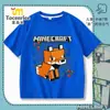 Camiseta de Manga Corta de Verano para Niños de Minecraft Zorro Ropa Holgada para Niños Ropa de Media Manga para Niños