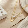 Elegante y Sofisticado Collar Dorado con Forma de Corazón de la Suerte para Mujer, Colgante Doble de Herradura de Lujo Ligero de Nicho con Diamantes