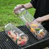 Jaula Giratoria para Parrilla de Acero Inoxidable, Herramienta Portátil Engrosada para Acampar al Aire Libre, Jaula para Asar Verduras, Rejilla para Barbacoa de Puesto