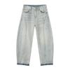 MTLCLOTHES Jeans de Pierna Ancha de Color Claro con Sentido de Diseño de Nicho para Hombre Pantalones Rectos Ligeramente Entallados Sueltos Adelgazantes Tendencia