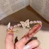 Pulsera Europea y Americana Transfronteriza de Circonita Gota de Agua Mariposa Abrible Pulsera de Lujo Ligero Nicho con Sensación de Alta Gama Joyería Simple para la Mano Mujeres
