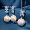 Pendientes colgantes de perlas de princesa con diamantes de imitación y explosiones, joyería de alta gama, ligeros, de lujo, de moda, de alta gama, para mujer, venta al por mayor