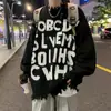 Suéter Hip-Hop Irregular Rasgado com Letras Estilo Chinês para Homens e Mulheres Design Oversize Suéter Quente de Tricô para Meninos