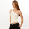 Amazon Comercio Exterior Europeo y Americano Verano Nuevo Chaleco Delgado Color Sólido Cuello Oblicuo Un Hombro Decoración Metálica Top Ropa de Mujer