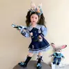 Conjunto de Primavera para Meninas Policial Coelho Estilo Coreano Chique Estilo Academia Saia Plissada Conjunto de Duas Peças Conjunto Lolita para Menina Pequena Fofo