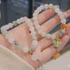 Pulseira de Jade de Xinjiang Tianshan Cui Feminina Nicho High-end Pulseira de Contas Pingente de Lótus Borboleta Joia de Mão Venda por Atacado