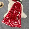 Conjunto de Dos Piezas Rojo Floral Puramente Atractivo para Mujer, Atuendo de Verano Estilo Vacaciones Ajustado