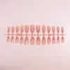 24 Peças de Unhas Postiças Press-On Vermelho Ameixa Degradê em Formato de Amêndoa, Peças de Unhas Simples e Estilosas, Adesivos de Unhas Postiças Transfronteiriços, Unhas