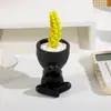 Vasos de Plantas Suculentas Nórdicos, Vasos de Flores de Vinil Simples e Criativos, Decoração de Mesa de Escritório, Plantas Pequenas em Vasos Preguiçosas Preto e Branco