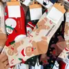 Meias de Cano Médio para Mulheres, Meias Tendência Outono e Inverno de Natal, Meias de Cano Médio com Desenhos para Mulheres, Papai Noel, Rena, Neve, Atacado de Fábrica