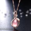 Cadena Clavicular Estilo Coreano Chapada en Oro Rosa Colgante de Piedra Natural de Hibisco Cristal Rosa Color Tesoro Joyería de Cristal Rosa en Forma de Hoja