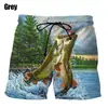 Shorts Masculino de Praia Moda Casual Engraçado Peixe Estampa Digital 3D Shorts Esportivos Soltos Transfronteiriço Novo