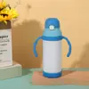 Copo Térmico Infantil para Transferência Térmica Aço Inoxidável Revestimento Liso Foto Logo Impresso Tampa Pop-Up com Canudo Garrafa Térmica