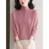 Top de punto de manga larga de color liso para mujer, capa base Otoño Invierno 2026, nuevo, tacto de alta gama, ropa interior, suéter elegante, moderno